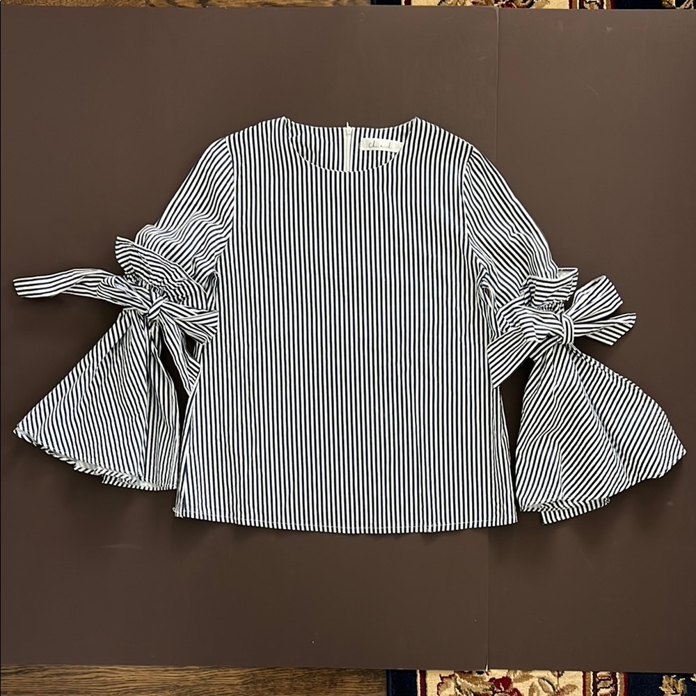 Chicwish Striped Bell Sleeve Blouse size L